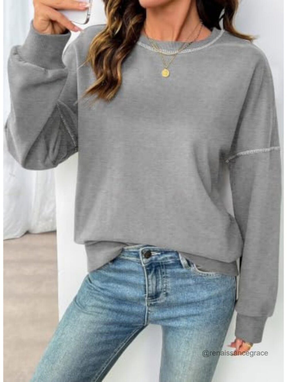 Dokotoo Women's Crewneck Pullover Sweatshirt Oversized Loose Fit Casual